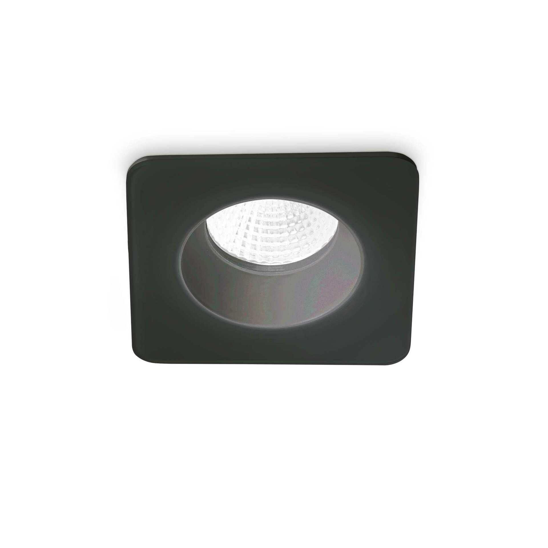 LED Stropní zápustné bodové svítidlo Ideal Lux ROOM-65 SQUARE BK 252056 8W 800lm 3000K IP65 10cm hranaté černé