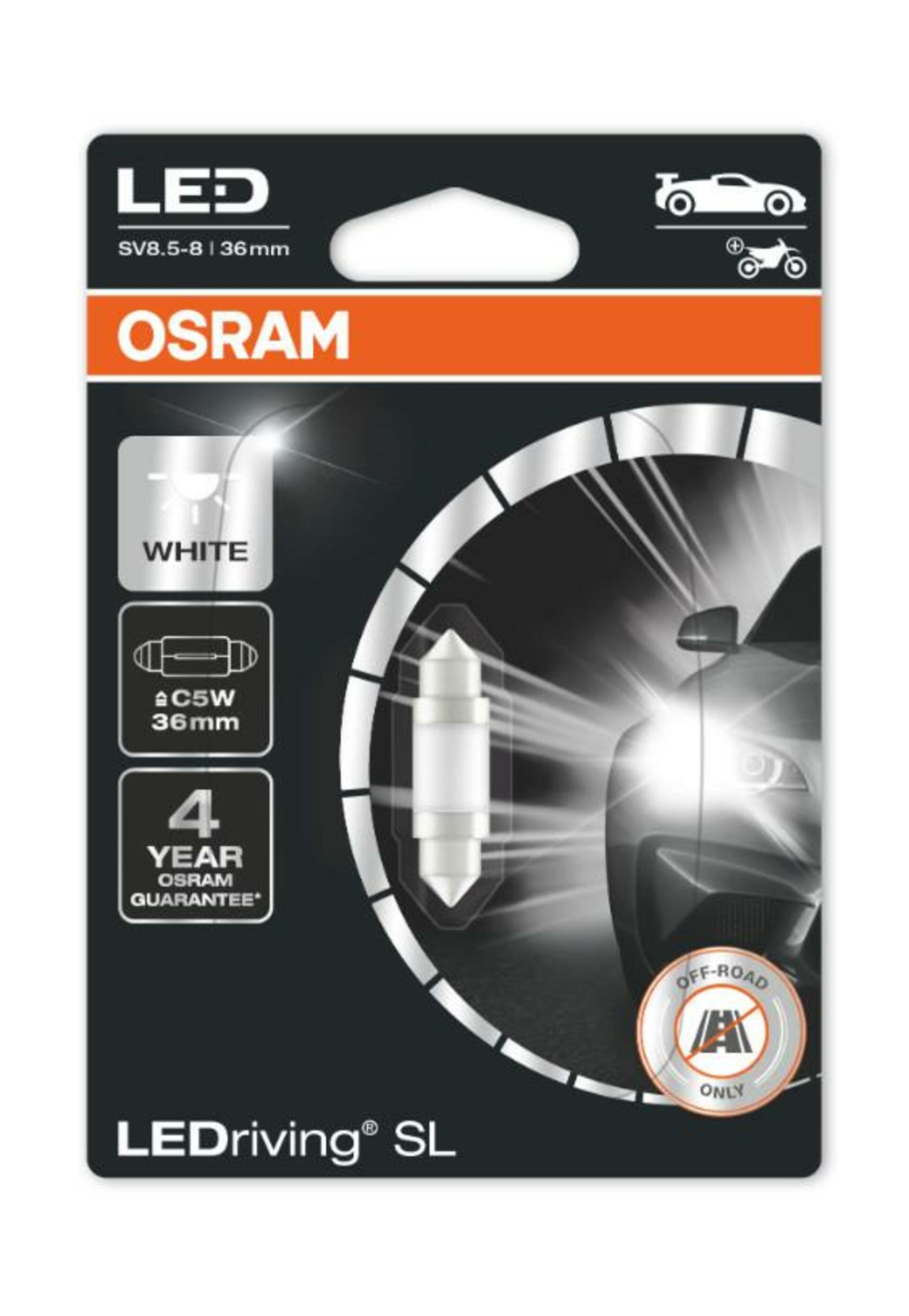 OSRAM LED C5W 6418DWP-01B 6000K 12V 1W SV8,5-8 36mm