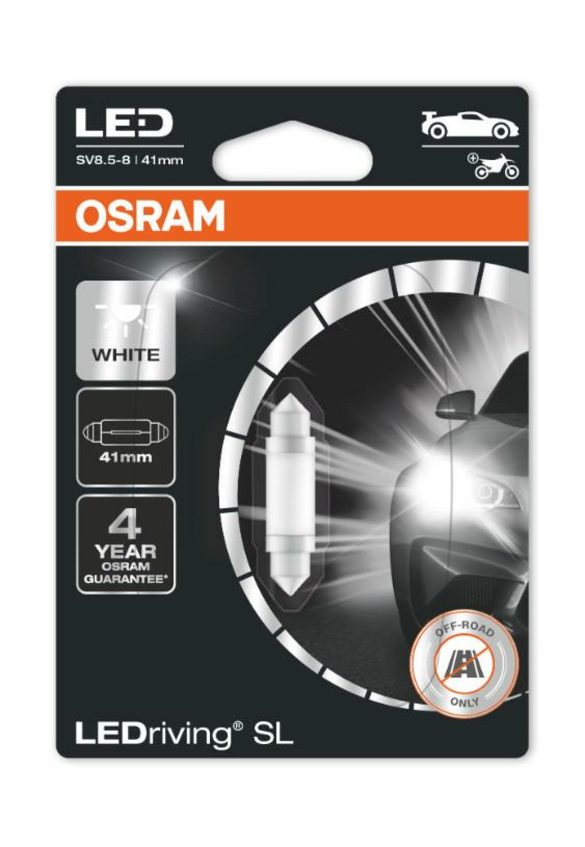 OSRAM LED C5W 6413DWP-01B 6000K 12V 1W SV8,5-8 41mm