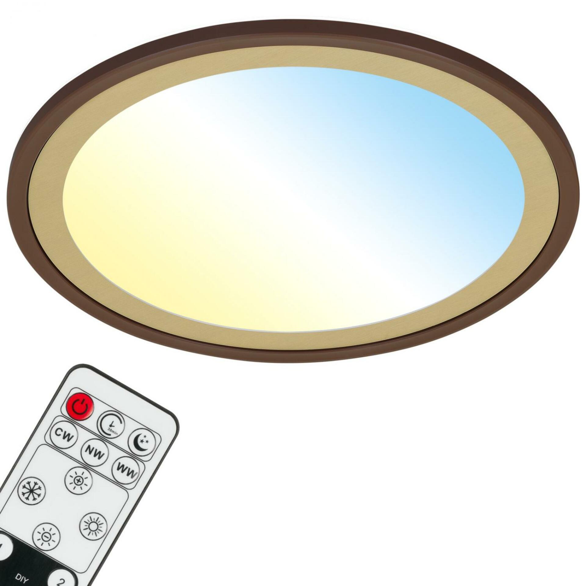 BRILONER Ultraploché CCT-svítidlo LED panel s přímým a nepřímým osvětlením, pr.42 cm, LED, 22 W, 3000 lm, hnědo-zlatá BRILO 7455-417