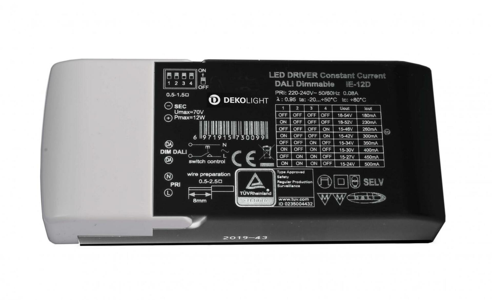 Light Impressions Deko-Light napájení BASIC, DIM, Multi CC, IE-12D konstantní proud 180/230/260/300/350/400/450/500 mA IP20 stmívatelné 12-67V DC 4,00-12,00 W 862190