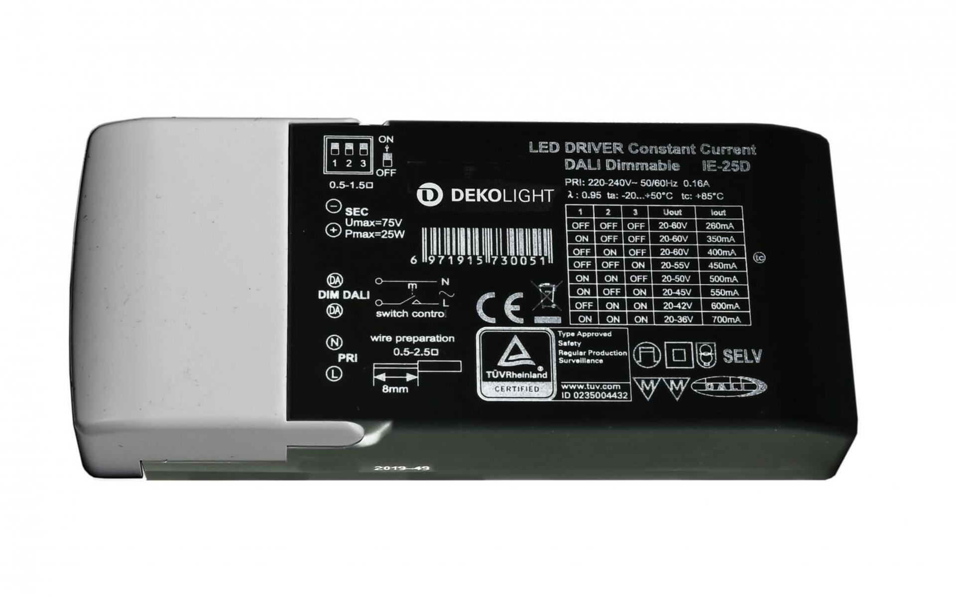 Light Impressions Deko-Light napájení BASIC, DIM, Multi CC, IE-25D konstantní proud 350/400/450/500/550/600/650/700 mA IP20 stmívatelné 20-60V DC 7,00-25,00 W 862191