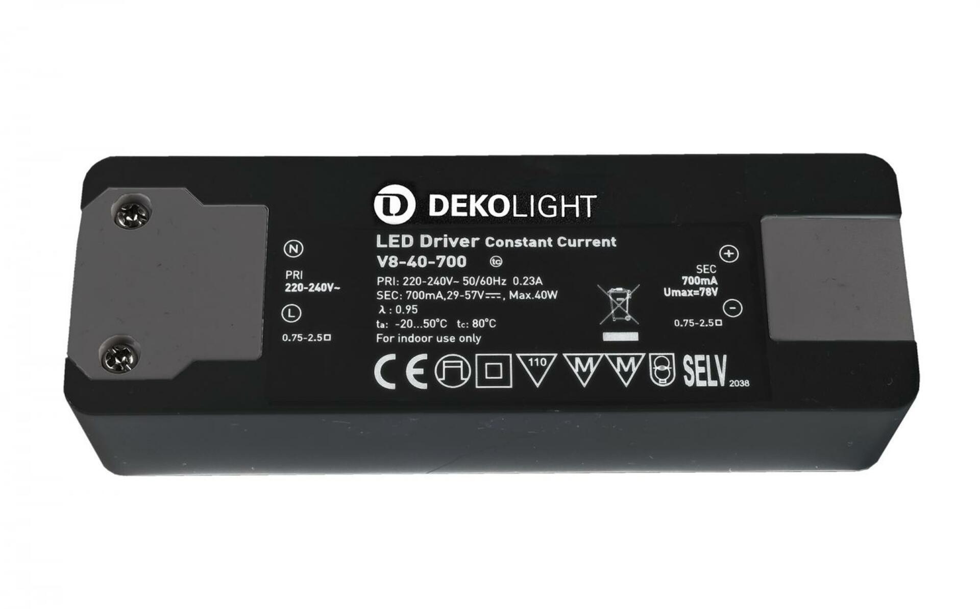 Light Impressions Deko-Light LED-napájení BASIC, CC, V8-40-700mA/40W konstantní proud 700 mA IP20 29-57V DC 20,30-40,00 W 862199