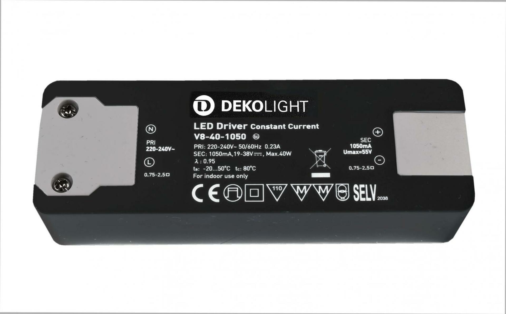 Light Impressions Deko-Light napájení BASIC, CC, V8-40-1050mA/40V konstantní proud 1050 mA IP20 19-38V DC 20,00-40,00 W 862201