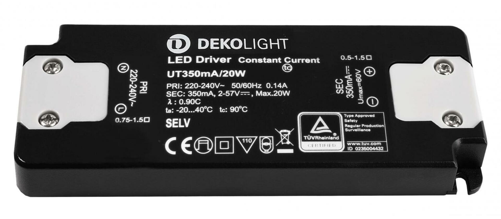 Light Impressions Deko-Light LED-napájení FLAT, CC, UT350mA/20W konstantní proud 350 mA IP20 2-57V DC 0,70-20,00 W 862224