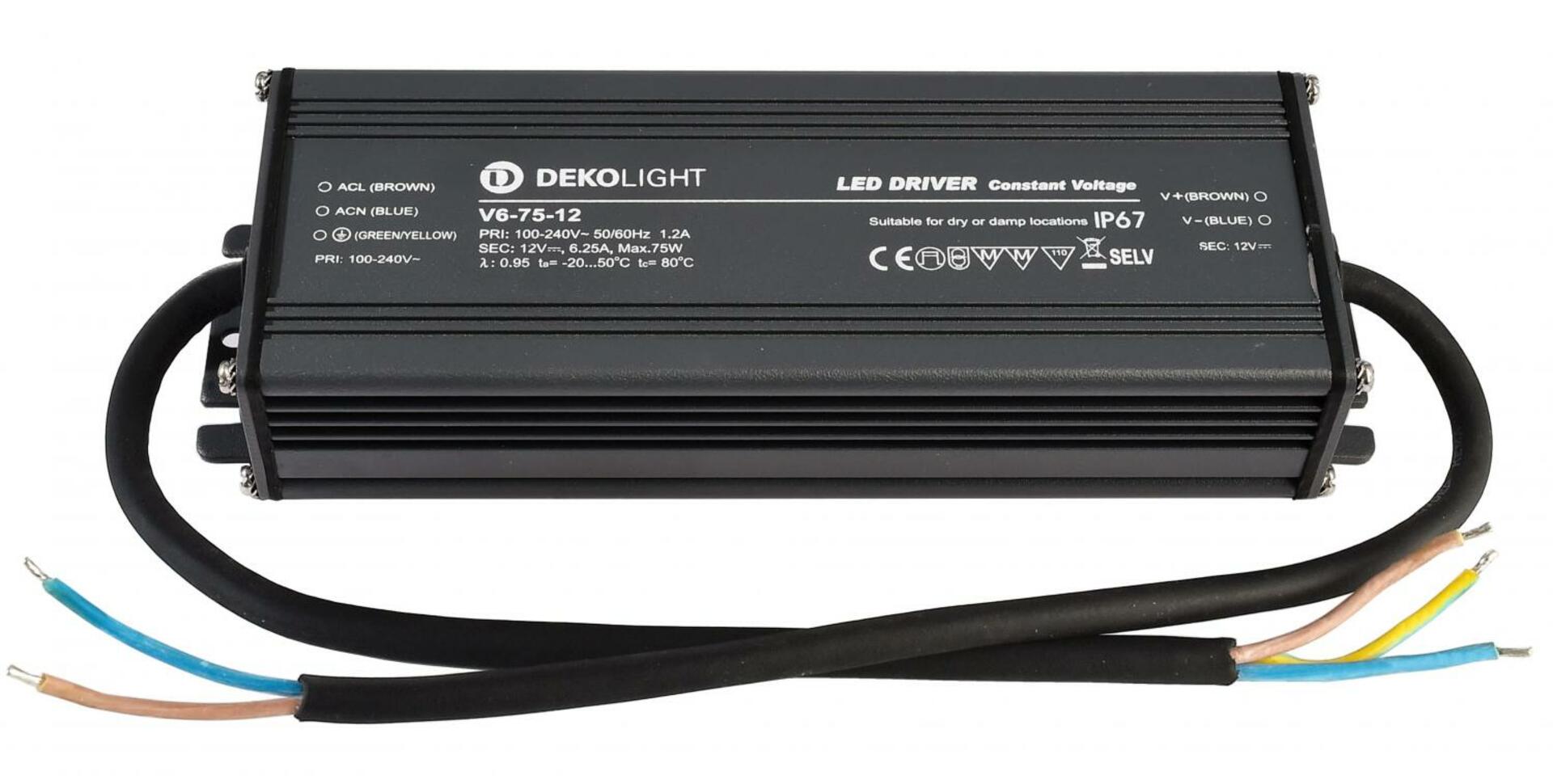 Light Impressions Deko-Light napájení IP, CV, V6-75-12 konstantní napětí 0-6250 mA IP67 12V DC 75,00 W  872084
