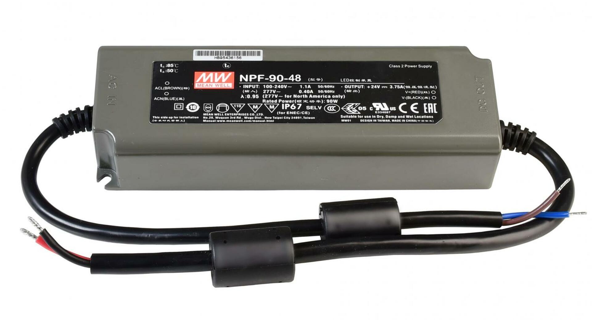 Light Impressions Meanwell LED-napájení CV, NPF-90-48 konstantní napětí 0-1880 mA IP67 48V DC 90,00 W 872107