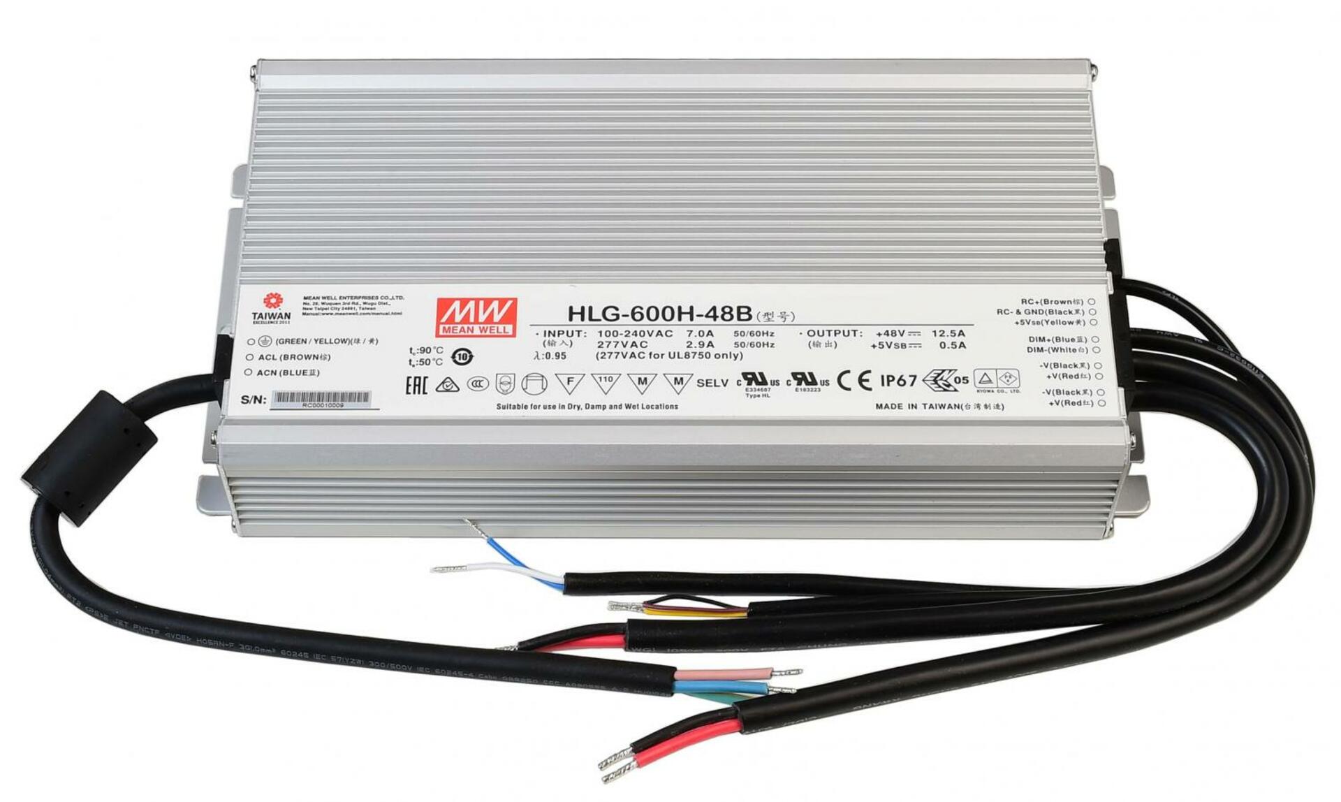 Light Impressions Meanwell LED-napájení DIM, CV, HLG-600H-48B konstantní napětí 0-12500 mA IP67 stmívatelné 48V DC 600,00 W 872126