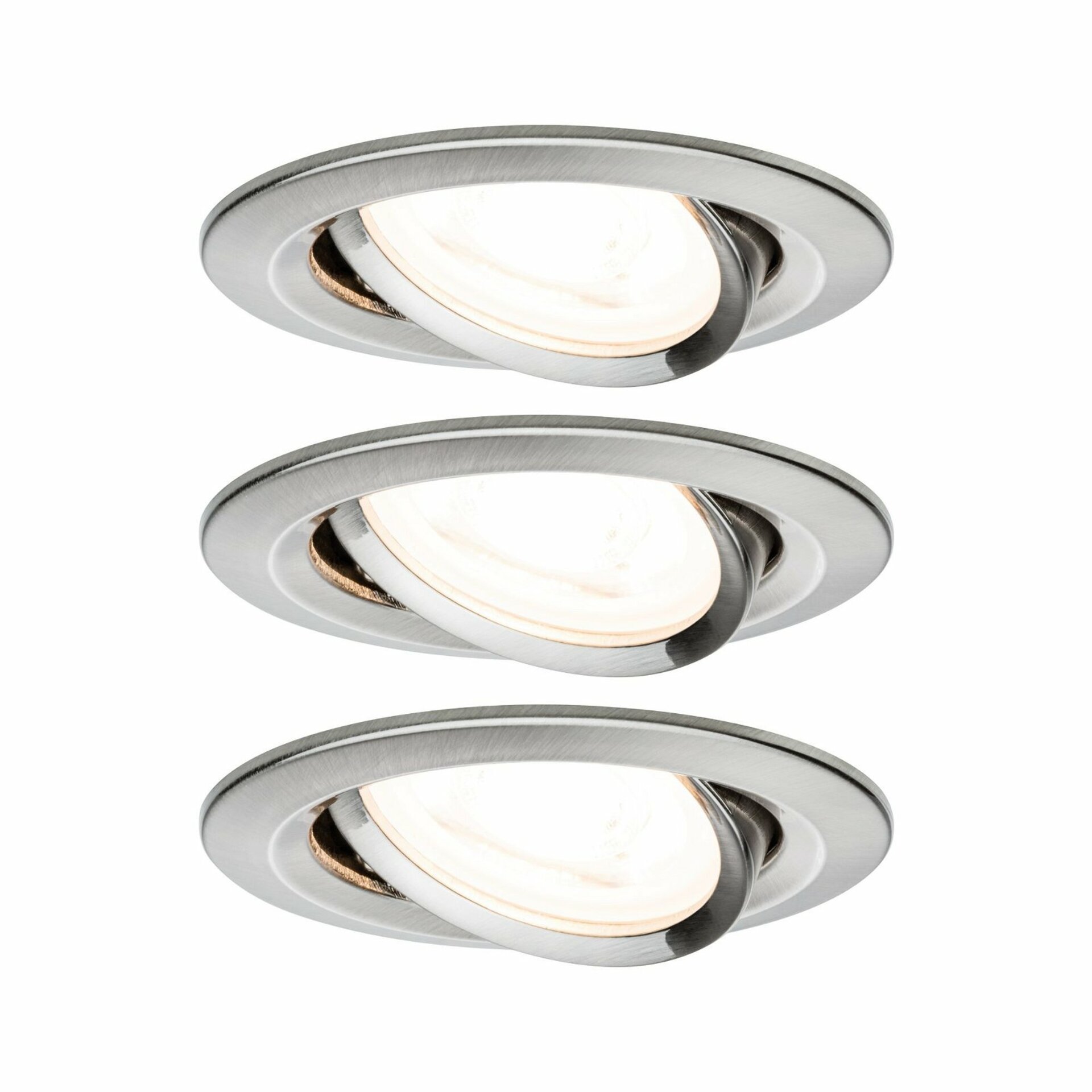 PAULMANN Vestavné svítidlo LED Nova kruhové 3x6,5W GU10 kov kartáčovaný výklopné 3-krokové-stmívatelné 934.65 P 93465