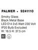 NOVA LUCE nástěnné svítidlo PALMER kouřové sklo černá kovová základna E14 2x5W 230V IP20 bez žárovky 9241110