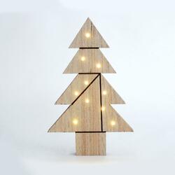 ACA Lighting dřevěná dekorace vánoční strom na stůl 10 LED WW na baterie (2AA) IP20 21.5X2.5X35cm X09101109