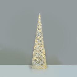 ACA Lighting  bílý + stříbrný kuželový strom 30 mini WW LED na baterie 3xAA, IP20 pr.17x60cm X11301118