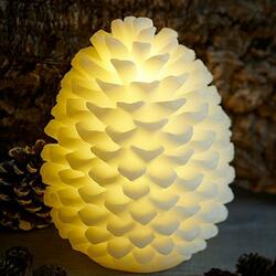 LED svíčka, vosková, šiška, 14 x 18,5 cm, bílá