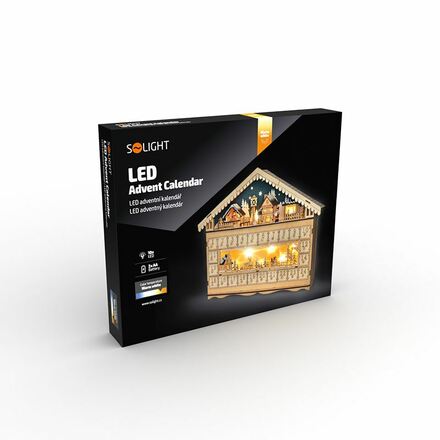 Solight LED adventní kalendář - horská chata, 10x LED, 50x40cm, 2x AA 1V258