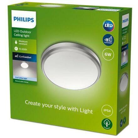 Philips DORIS venkovní přisazené LED svítidlo 1x6W 600lm 4000K 22cm IP54, matný nikl