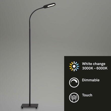 BRILONER LED CCT stojací svítidlo s dotykovým vypínačem 128 cm 6,6W 600lm černá BRILO 1297-015