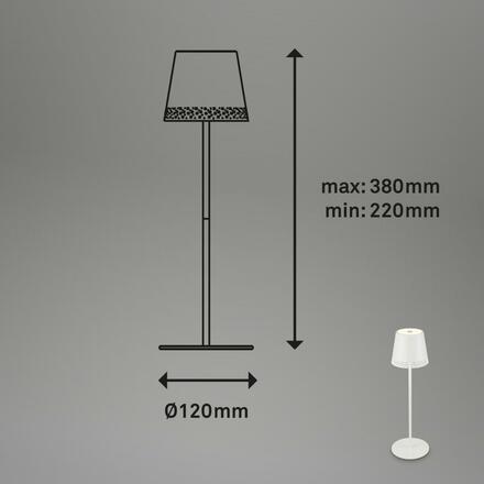 BRILONER LED nabíjecí stolní lampa 38 cm 2,6W 280lm bílé IP44 BRILO 7438-016