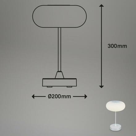BRILONER LED bateriové stolní svítidlo pr.12,5 cm, LED modul, 3W, 350 lm, matný chrom IP44 BRILO 7440-014