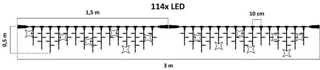 DecoLED LED světelné krápníky, FLASH, 3x0,5m, teple bílá, 114 diod, IP67 IFNX0305W