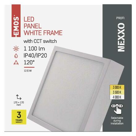 EMOS LED svítidlo NEXXO bílé, 17 x 17 cm, 12,5 W, teplá/neutrální bílá ZM6133