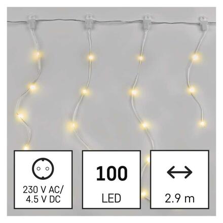 EMOS LED vánoční nano řetěz - rampouchy, 2,9 m, venkovní i vnitřní, teplá bílá, programy D3CW02