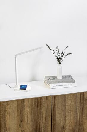 FARO ANOUK stolní lampa, bílá s bezdrátovým nabíjením mobilního telefonu