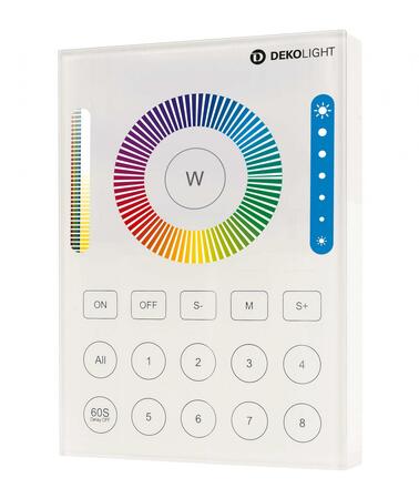 Deko-Light RF-smart, nástěnné ovladání, bílá, 8 zón, Single/CCT/RGB/RGBW/RGB+CCT 843514
