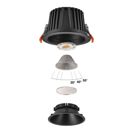 BIG WHITE NUMINOS DL XL vnitřní LED zápustné stropní svítidlo černá/černá 3000 K 40° 1004012