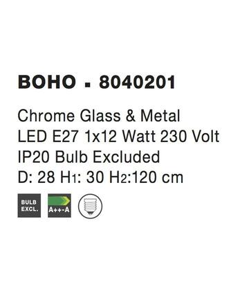 NOVA LUCE závěsné svítidlo BOHO chromové sklo a kov E27 1x12W 230V IP20 bez žárovky 8040201