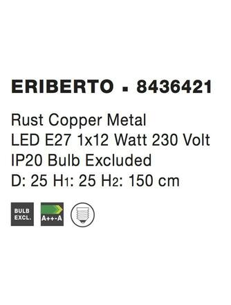 Nova Luce Závěsné měděné industriální svítidlo Eriberto - pr. 250 x 250 x 1250 mm, 60 W, měď NV 8436421