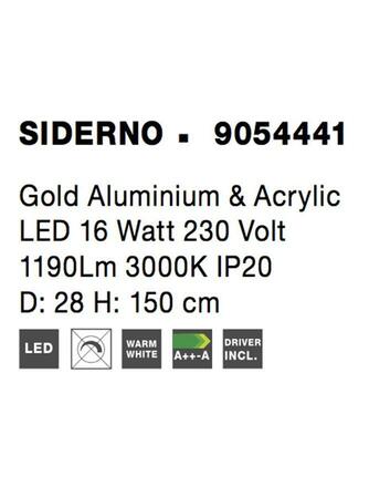 NOVA LUCE závěsné svítidlo SIDERNO zlatý hliník a akryl LED 16W 230V 3000K IP20 9054441