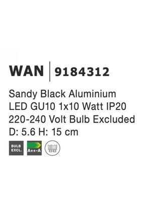 NOVA LUCE bodové svítidlo WAN černý hliník GU10 1x10W IP20 220-240V bez žárovky 9184312