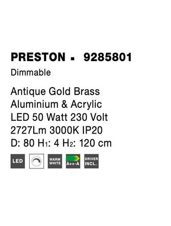 NOVA LUCE závěsné svítidlo PRESTON antický zlatý mosazný hliník a akryl LED 50W 230V 3000K IP20 stmívatelné 9285801