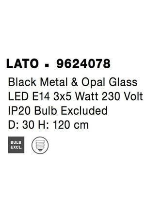 NOVA LUCE závěsné svítidlo LATO černý kov a opálové sklo E14 3x5W 230V IP20 bez žárovky 9624078