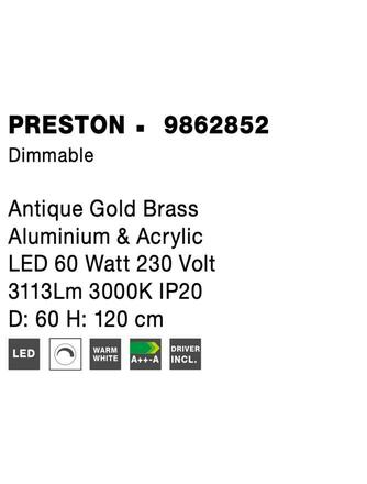 NOVA LUCE závěsné svítidlo PRESTON antický zlatý mosazný hliník a akryl LED 60W 230V 3000K IP20 stmívatelné 9862852