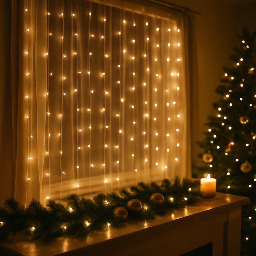 Vánoční světelné závěsy a sítě