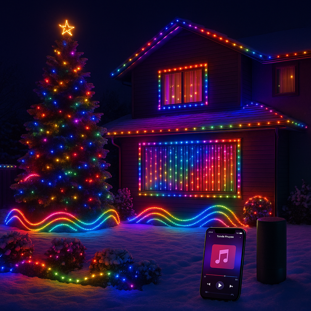 Vánoční chytré osvětlení reagující na hudbu