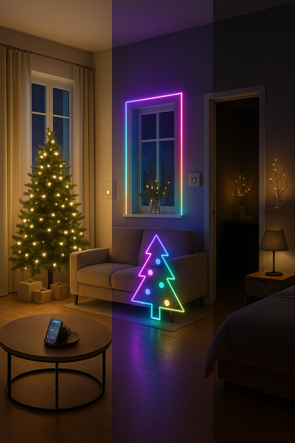 Vánoční chytré osvětlení - různé scény