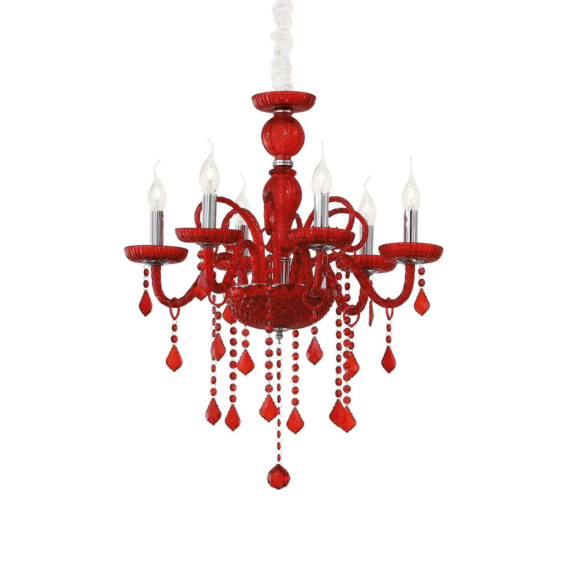 Levně Ideal Lux GIUDECCA SP6 ROSSO SVÍTIDLO ZÁVĚSNÉ 027418