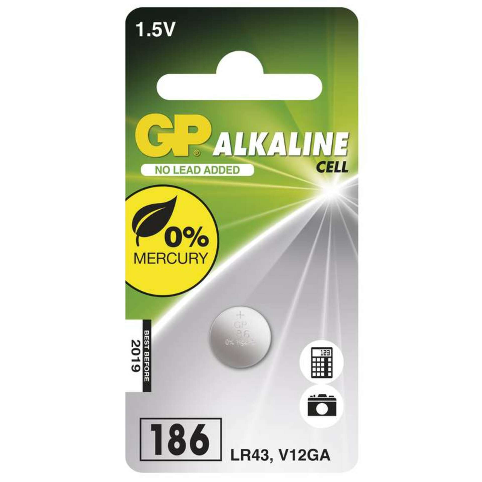 Levně GP Batteries GP Alkalická knoflíková baterie GP LR43 (186F), blistr 1041018611