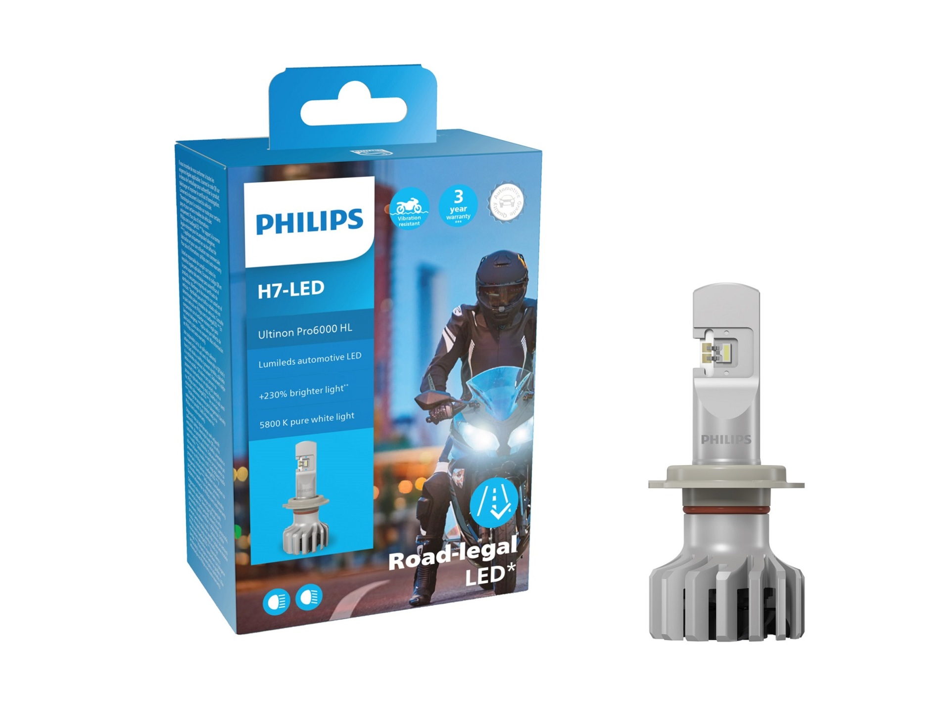 Philips H7 12V 20W PX26d Ultinon Pro6000 LED 5800K Moto homologace 1ks PH 11972U6000X1