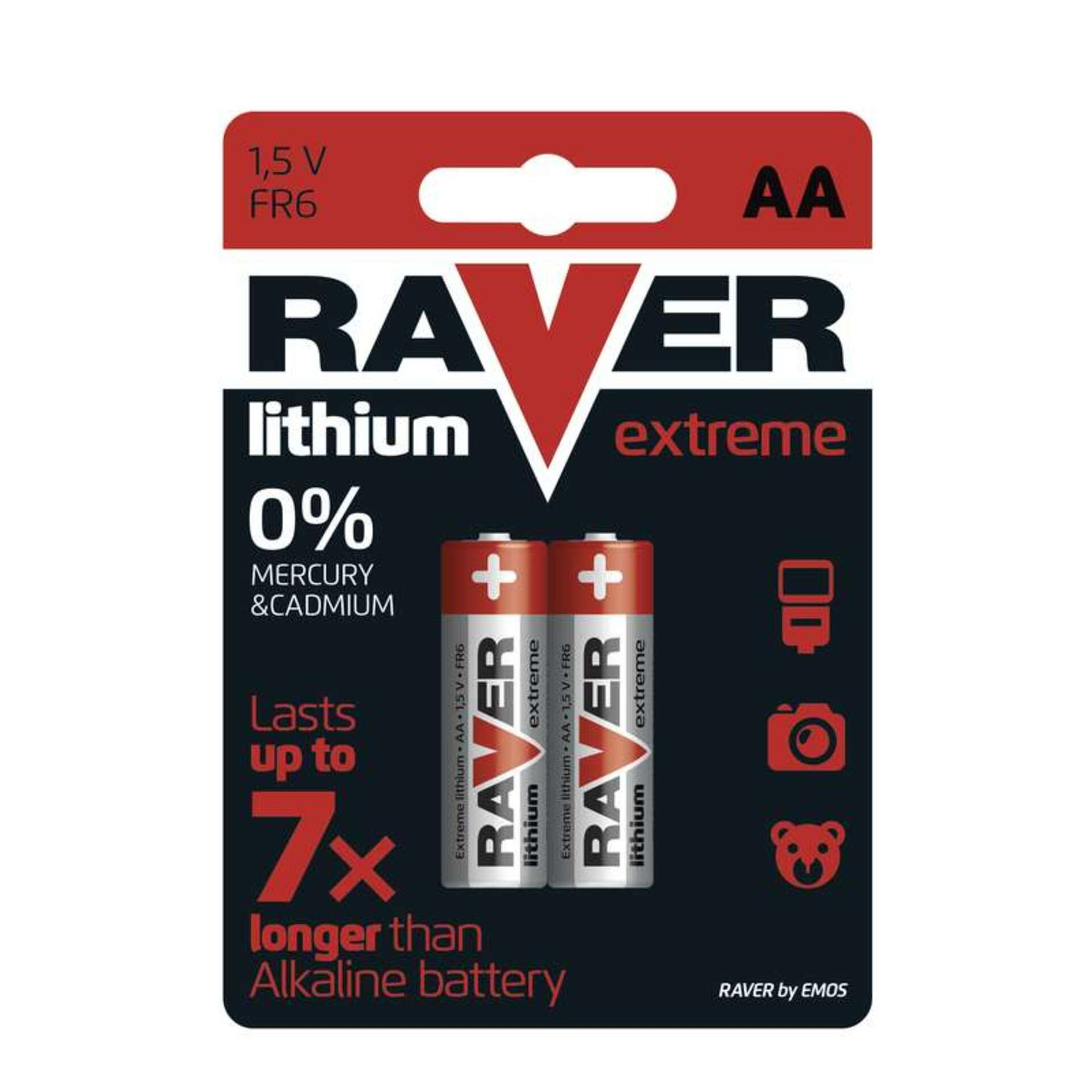 Levně Lithiová baterie RAVER FR6 (AA), blistr