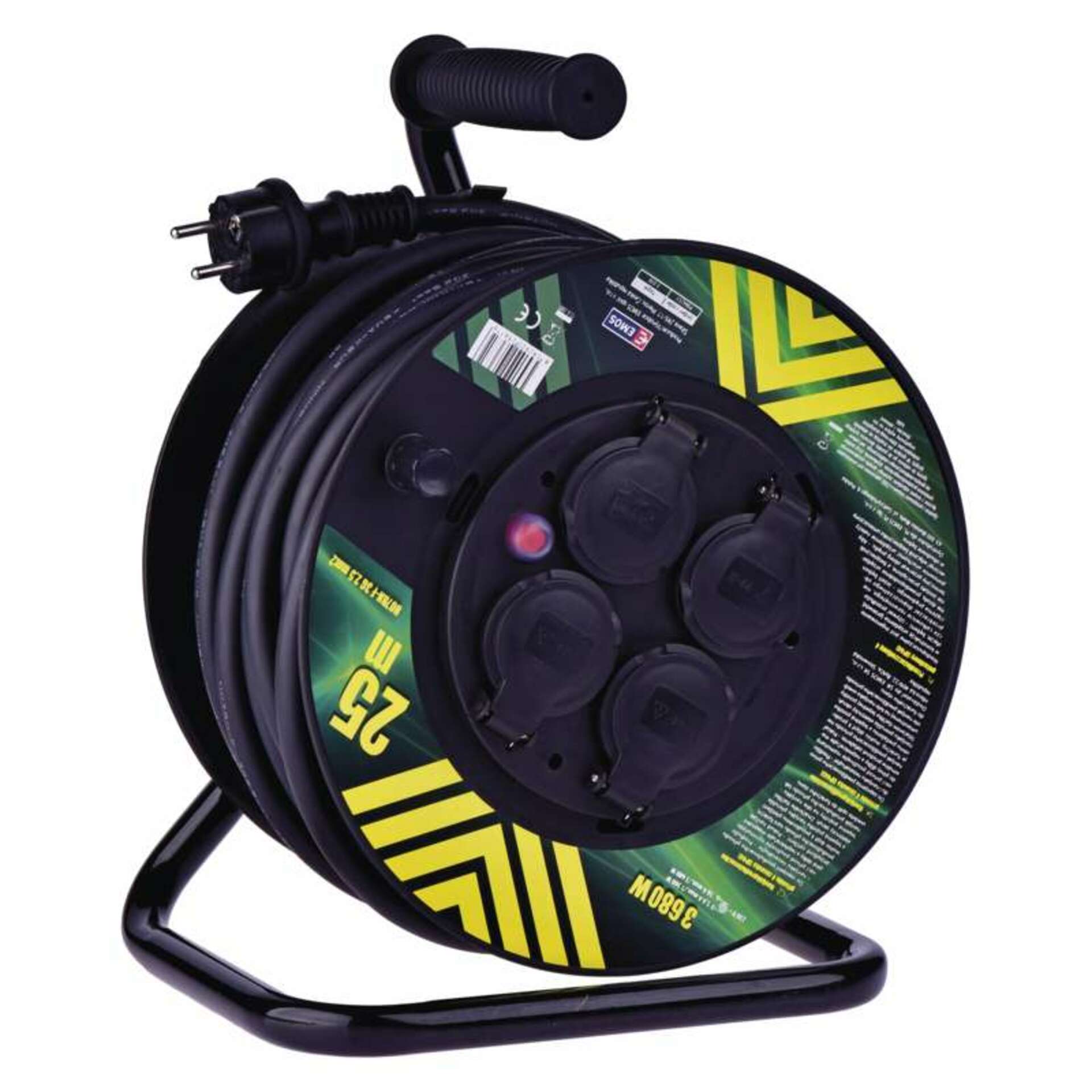 Levně EMOS Gumový prodlužovací kabel na bubnu – 4 zásuvky, 25m, 2,5mm2 1908542500