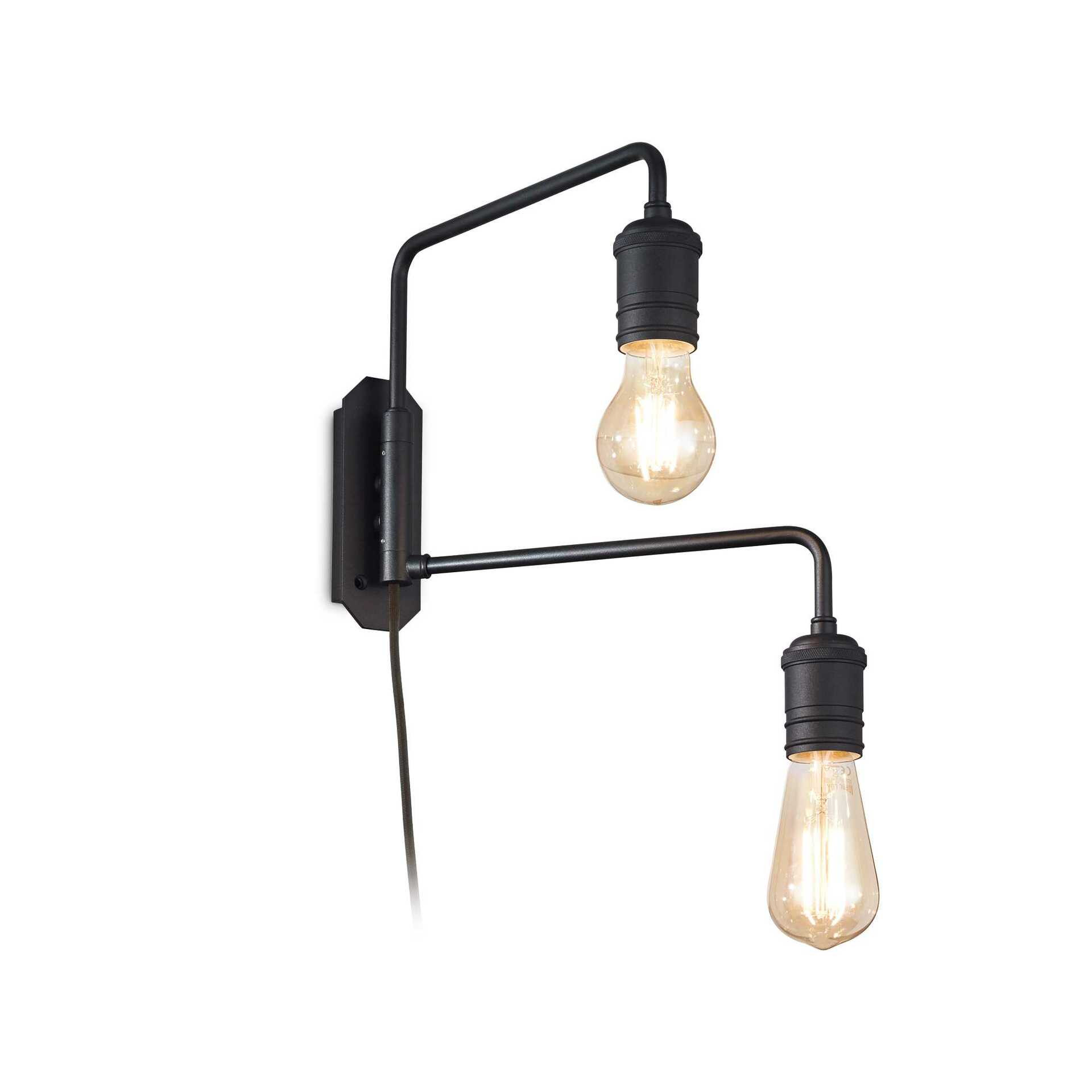 Nástěnné svítidlo Ideal Lux Triumph AP2 Nero 242385 E27 2x60W IP20 dvouramenné černé