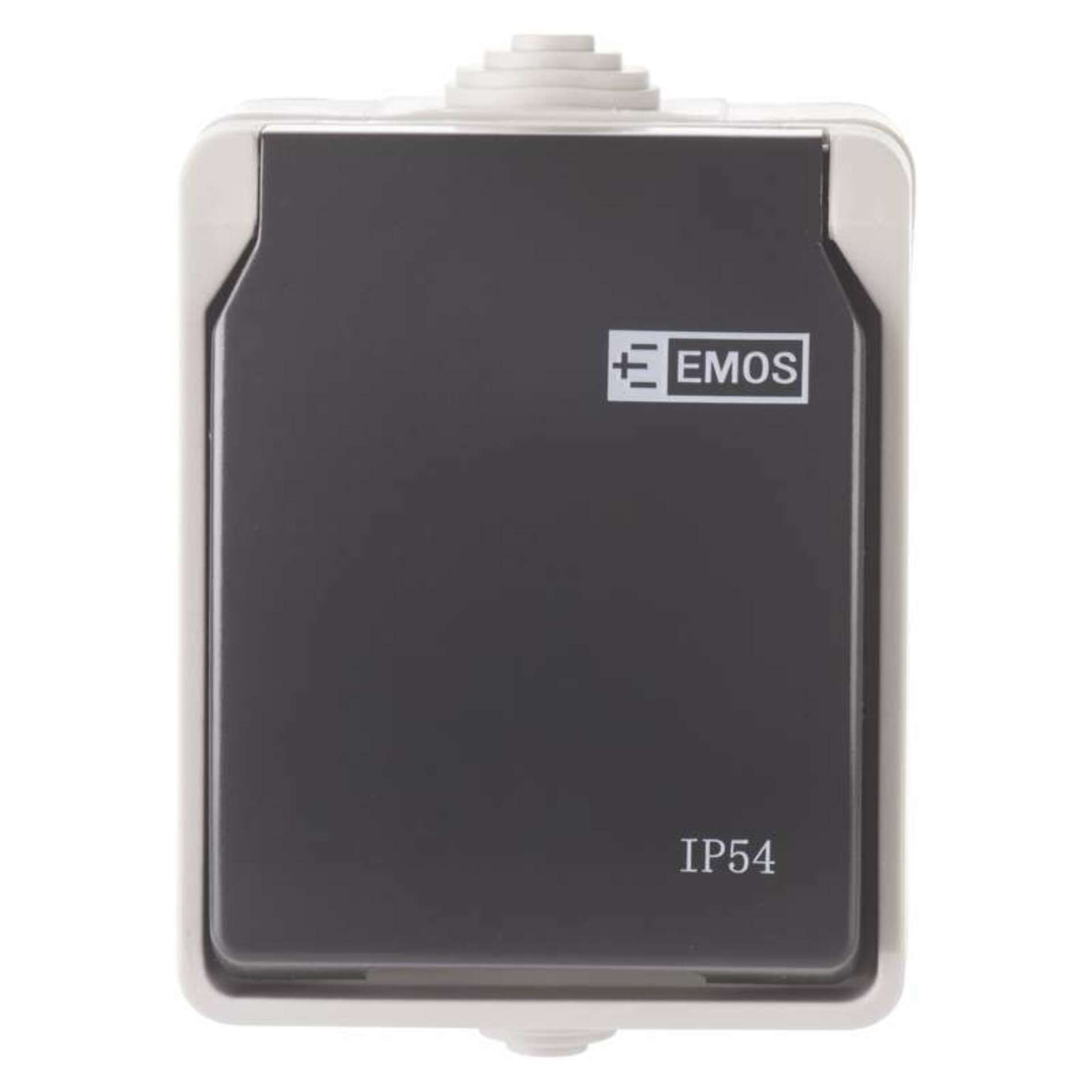 Levně EMOS Zásuvka nástěnná, šedo-černá, IP54 3104139700
