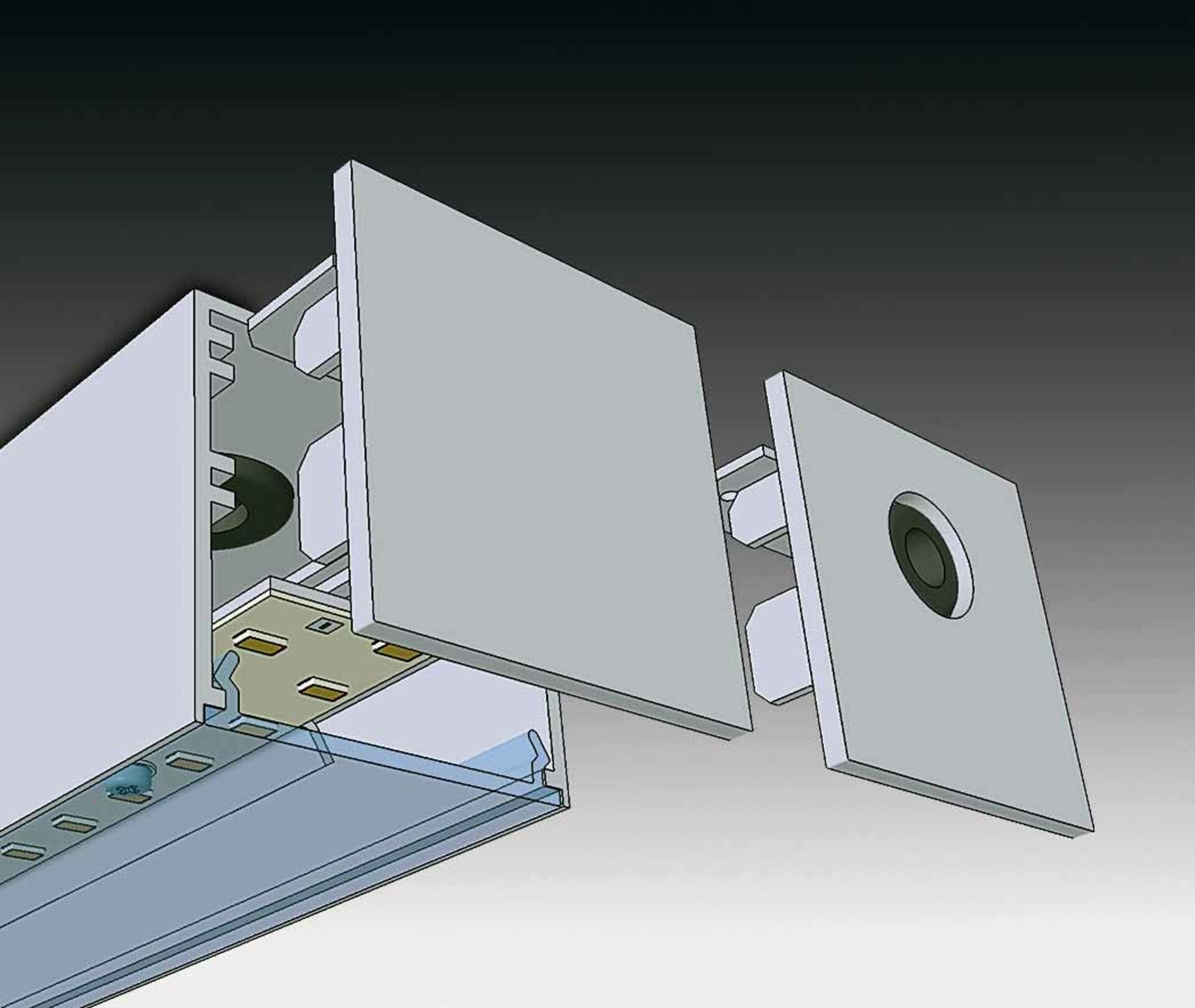 Levně SEC Koncové čelíčko pro WEGA-MODULE2-AA LED s boční přechodkou RAL9006 - bílý hliník 320-B-000-14-02-SP