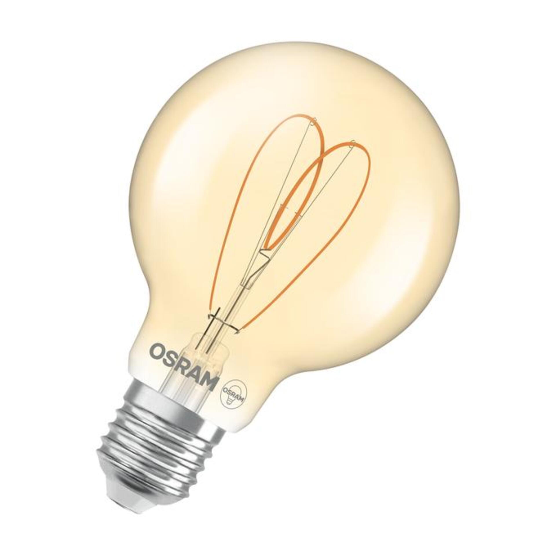 Levně LEDVANCE LED žárovka Vintage 1906 Globe 80 Heart Filament 4,9 W E27 2200 K stmívatelná