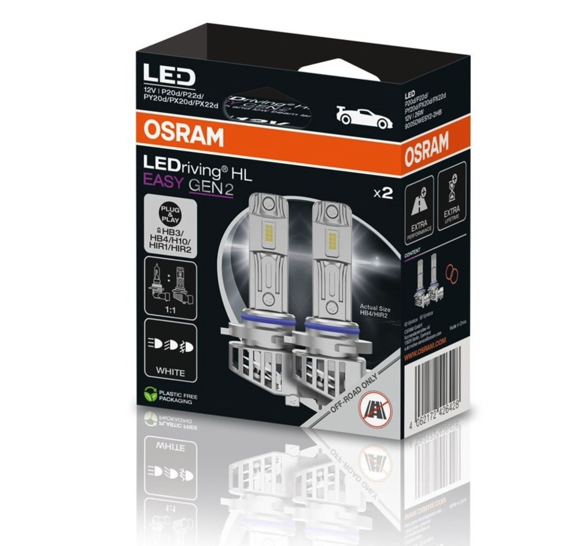 Levně OSRAM LEDriving HL EASY Gen2 HB3/HIR1/H10/HB4/HIR2 NO ECE 2ks 9005DWESY2-2HB