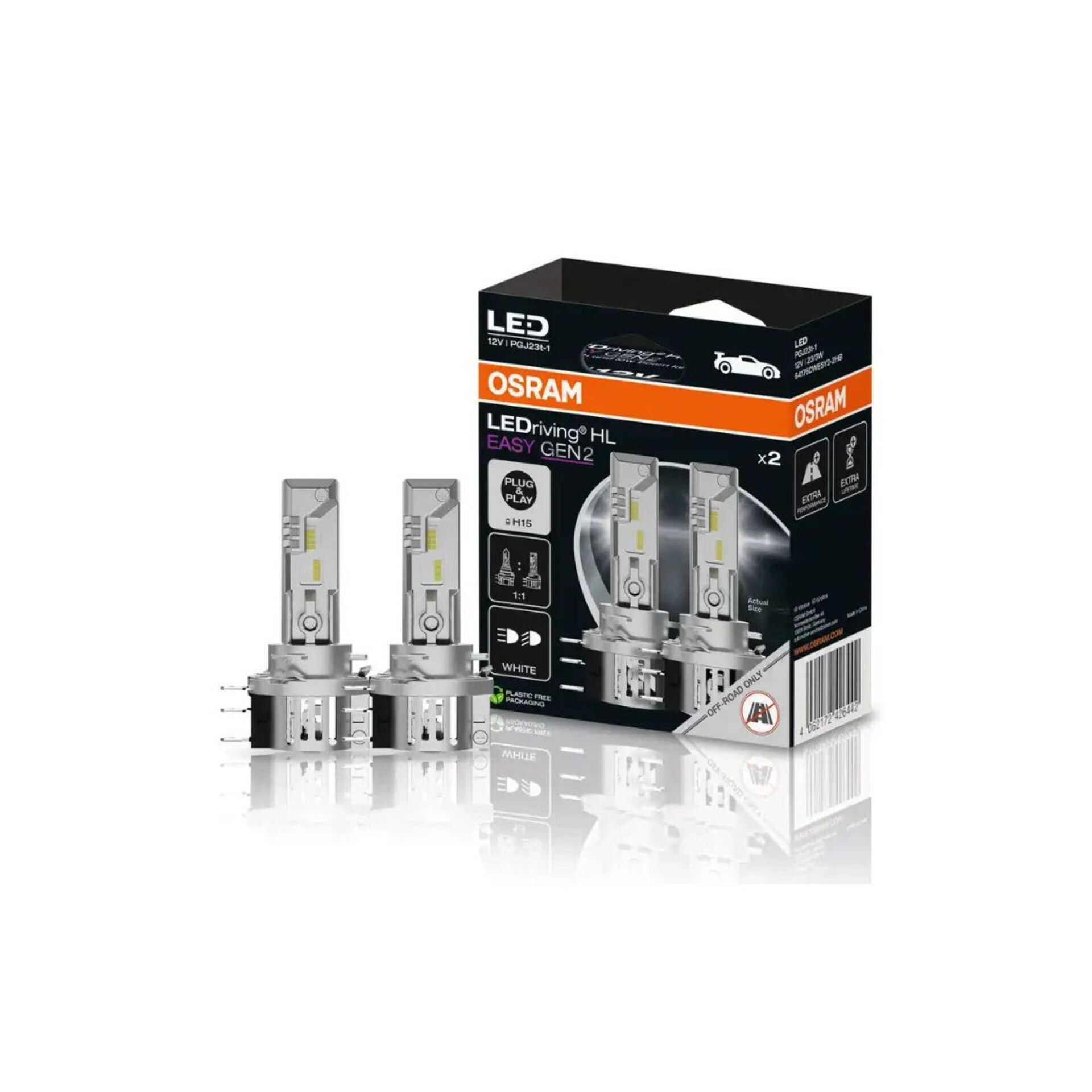 Levně OSRAM LEDriving HL EASY Gen2 H15 12V 23W/3W PGJ23t-1 6500K NO ECE 2ks 64176DWESY2-2HB