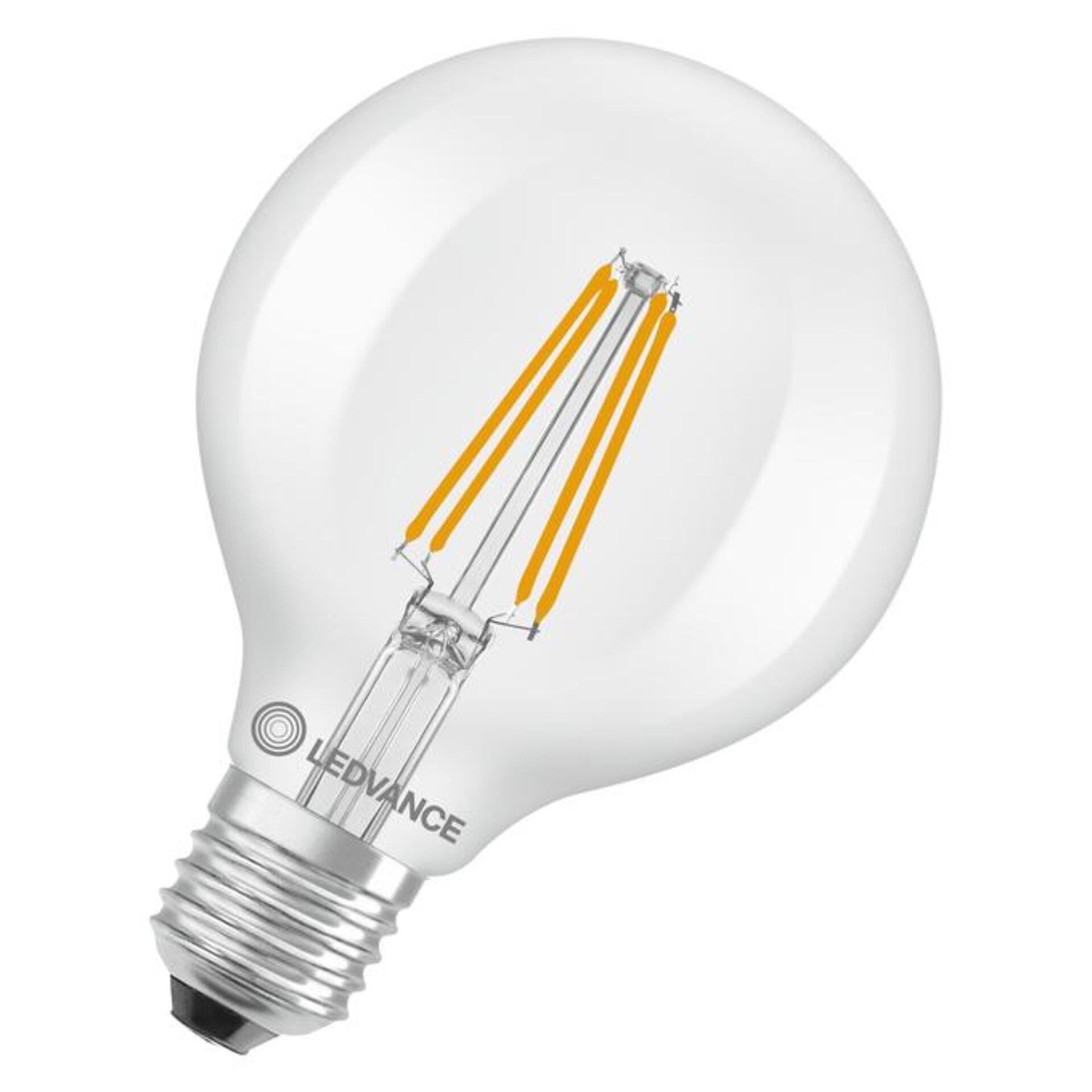 Levně LEDVANCE LED Classic Globe 95 60 Filament třída A S 3.8W 827 čirá E27 4099854236990